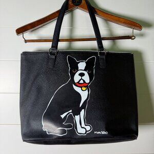 Marc Tetro Black Large Tote with Boston Terrier Dog Featured